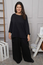 Charla Dipped Hem Cotton Top Black Black - Charla Dipped Hem Cotton Top Black