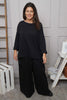 Charla Dipped Hem Cotton Top Black