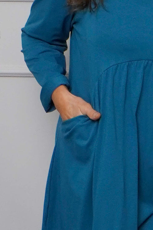 Joanna Cotton Dress Teal - Image 3