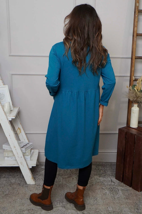 Joanna Cotton Dress Teal - Image 4