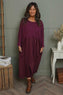 Tina Ribbed Detail Cotton Dress Burgundy