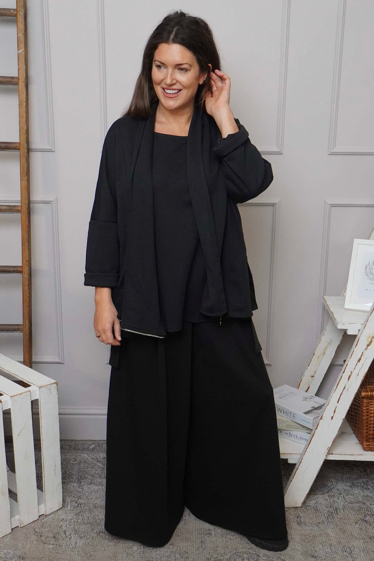 Floella Zip Cotton Jacket Black