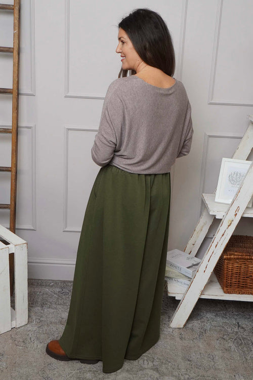 Trish Wide Leg Cotton Trousers Khaki - Image 4