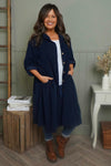 Sian Hooded Needlecord Jacket Navy