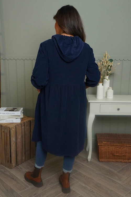 Sian Hooded Needlecord Jacket Navy - Image 4