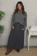 Zinnia Needlecord Skirt Charcoal Charcoal - Zinnia Needlecord Skirt Charcoal