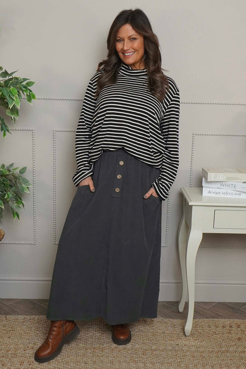 Zinnia Needlecord Skirt Charcoal - Image 1