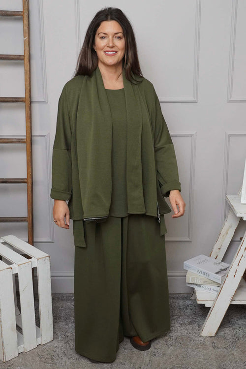 Charla Dipped Hem Cotton Top Khaki - Image 5