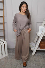 Trish Wide Leg Cotton Trousers Mocha Mocha - Trish Wide Leg Cotton Trousers Mocha
