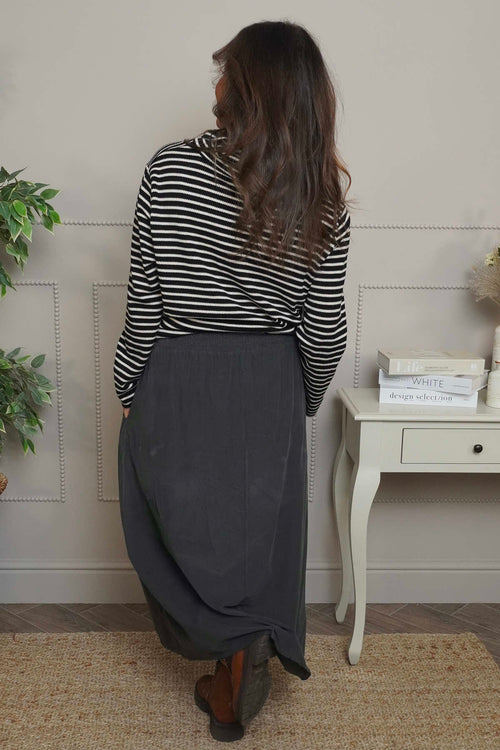 Zinnia Needlecord Skirt Charcoal - Image 4