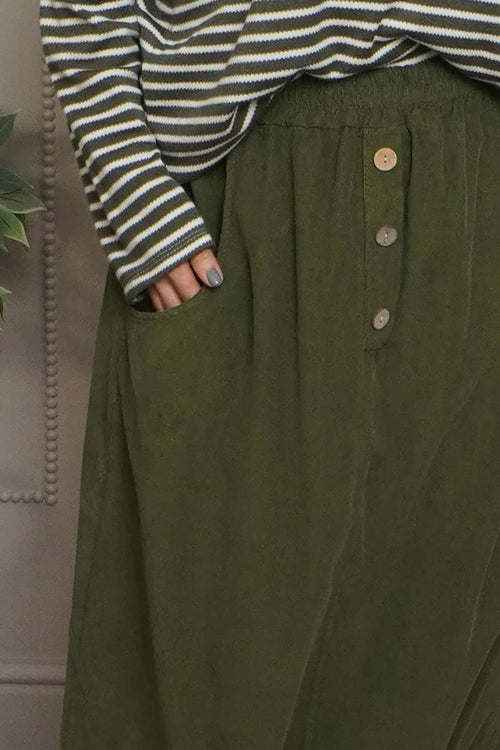 Zinnia Needlecord Skirt Olive - Image 2