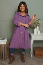 Sian Hooded Needlecord Jacket Purple Purple - Sian Hooded Needlecord Jacket Purple