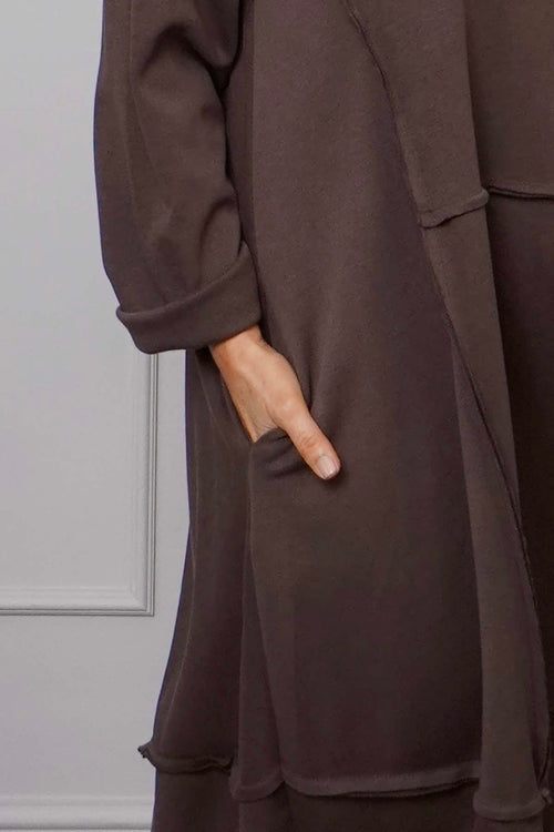 Edie Seam Detail Cotton Dress Cocoa - Image 3