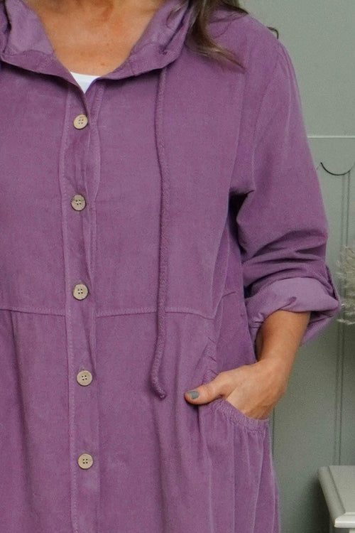 Sian Hooded Needlecord Jacket Purple - Image 3