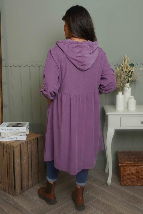 Sian Hooded Needlecord Jacket Purple - Image 4