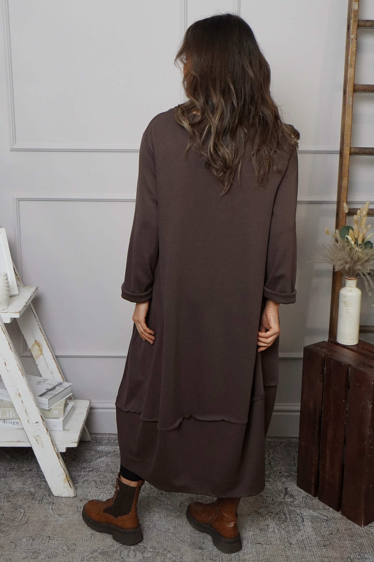 Edie Seam Detail Cotton Dress Cocoa