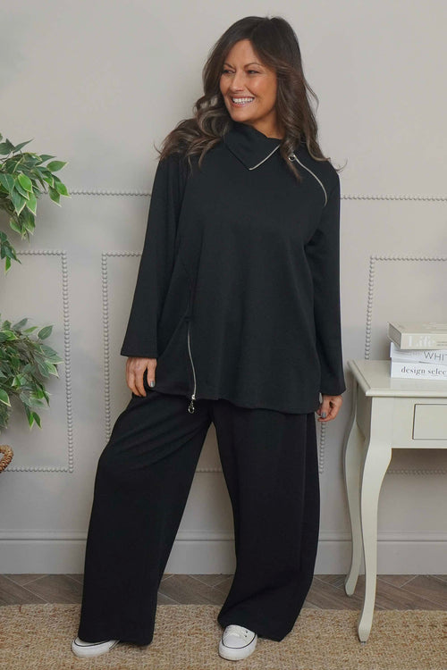 Shaye Zip Detail Cotton Top Black - Image 2