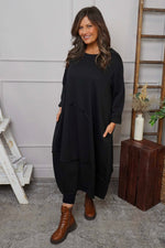 Edie Seam Detail Cotton Dress Black Black - Edie Seam Detail Cotton Dress Black