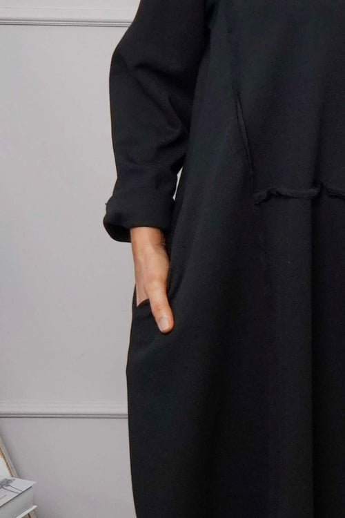 Edie Seam Detail Cotton Dress Black - Image 3