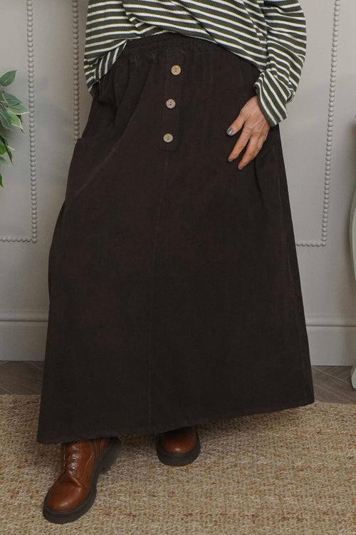 Zinnia Needlecord Skirt Cocoa - Image 2