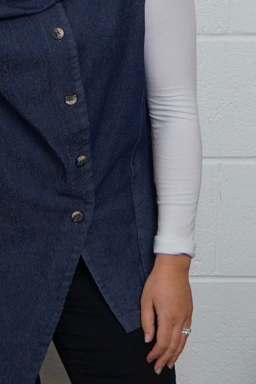 Priya Denim Gilet Dark Denim - Image 3
