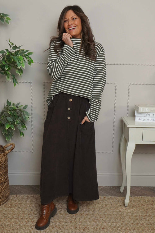 Zinnia Needlecord Skirt Cocoa - Image 1