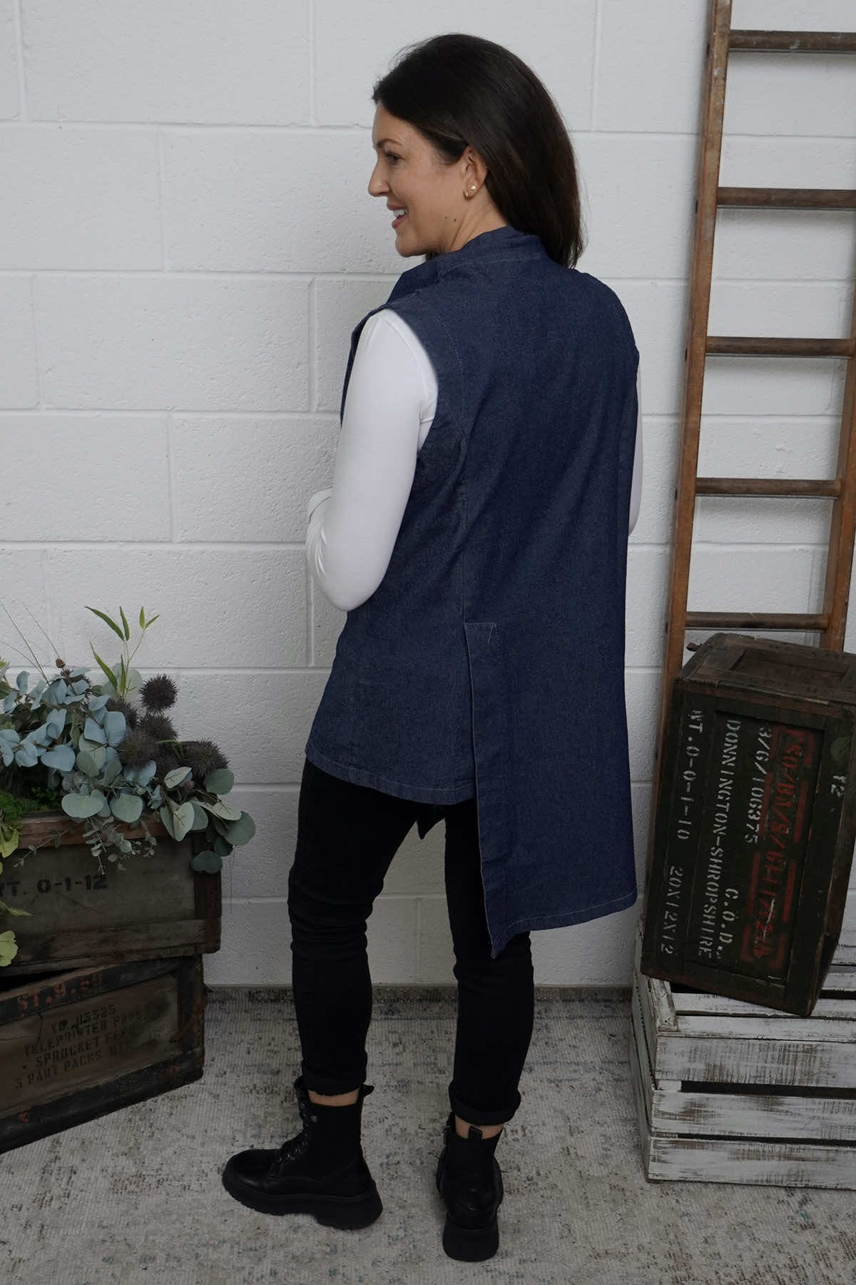 Priya Denim Gilet Dark Denim