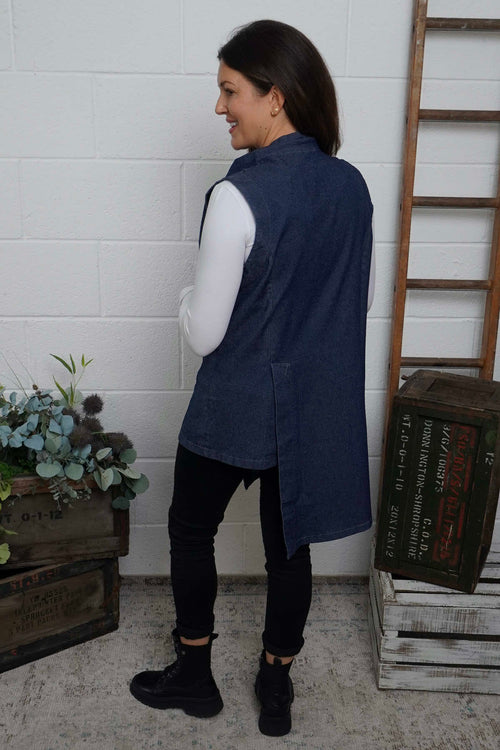 Priya Denim Gilet Dark Denim - Image 4