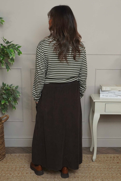 Zinnia Needlecord Skirt Cocoa - Image 4