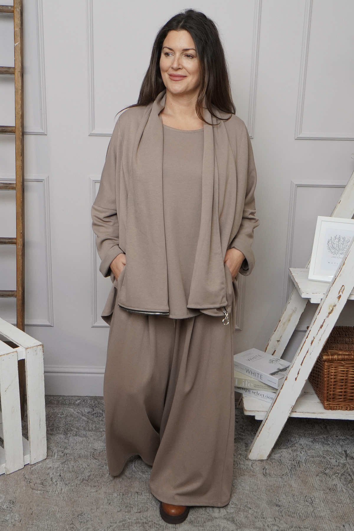 Floella Zip Cotton Jacket Mocha