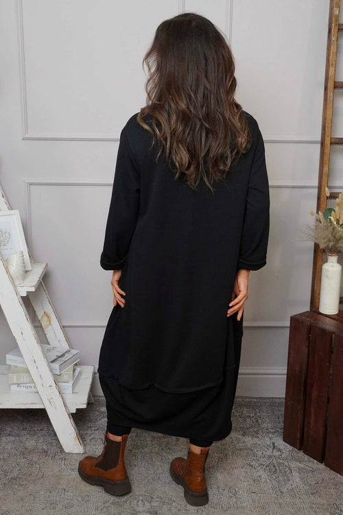 Edie Seam Detail Cotton Dress Black - Image 4