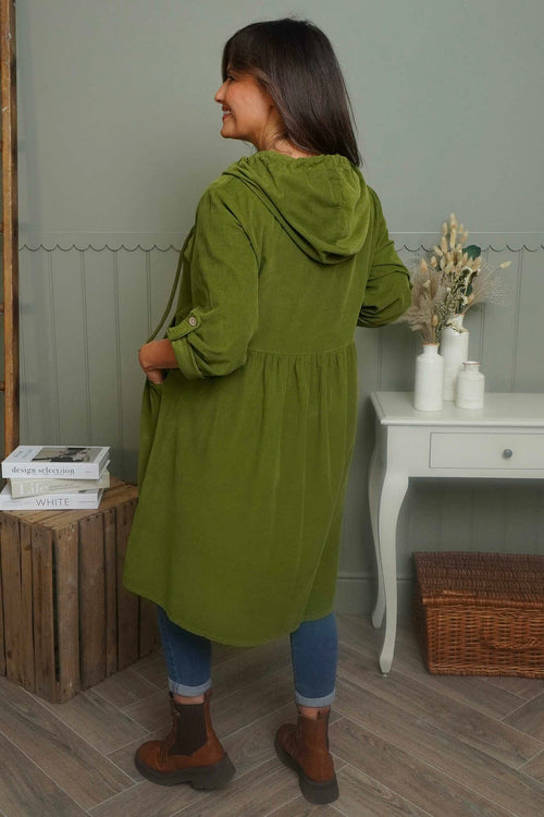 Sian Hooded Needlecord Jacket Olive - Image 4