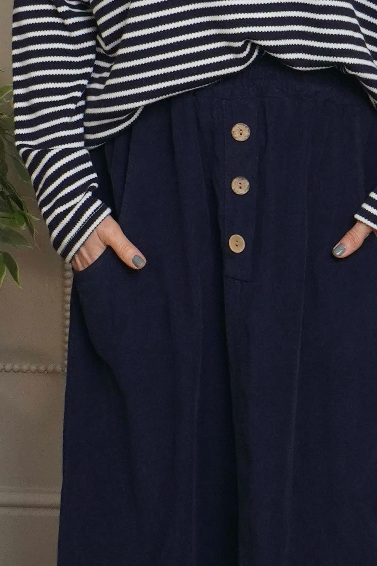 Zinnia Needlecord Skirt Navy