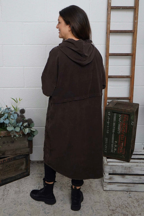 Devyn Hooded Needlecord Dress Cocoa - Image 4