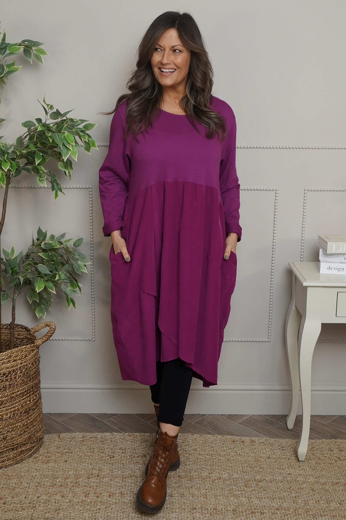 Regana Cotton Dress Berry