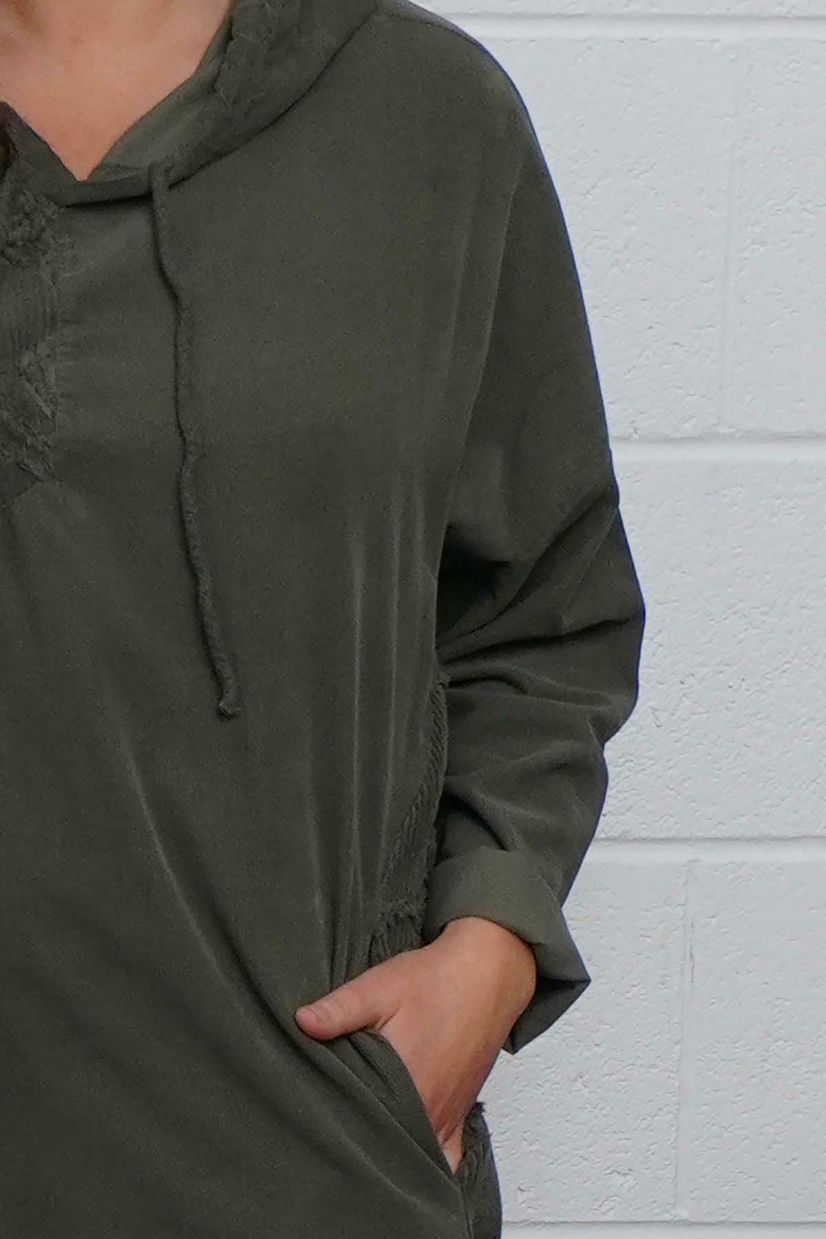 Devyn Hooded Needlecord Dress Khaki