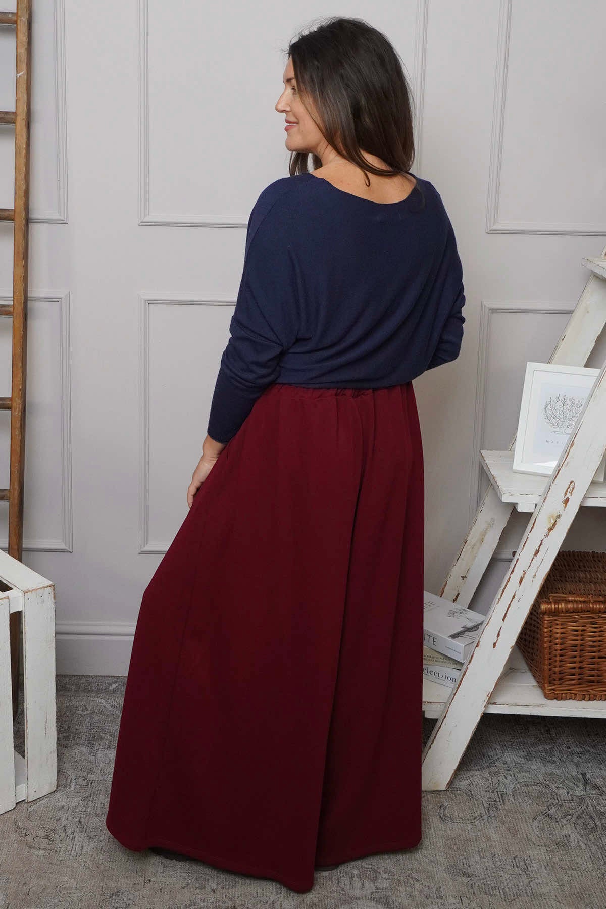 Trish Wide Leg Cotton Trousers Wine