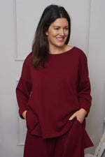 Charla Dipped Hem Cotton Top Wine Wine - Charla Dipped Hem Cotton Top Wine