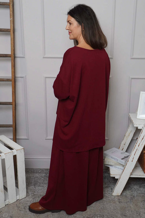 Charla Dipped Hem Cotton Top Wine - Image 5