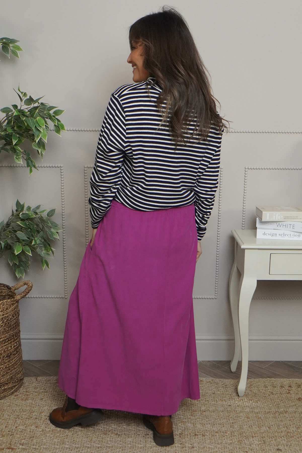 Zinnia Needlecord Skirt Berry