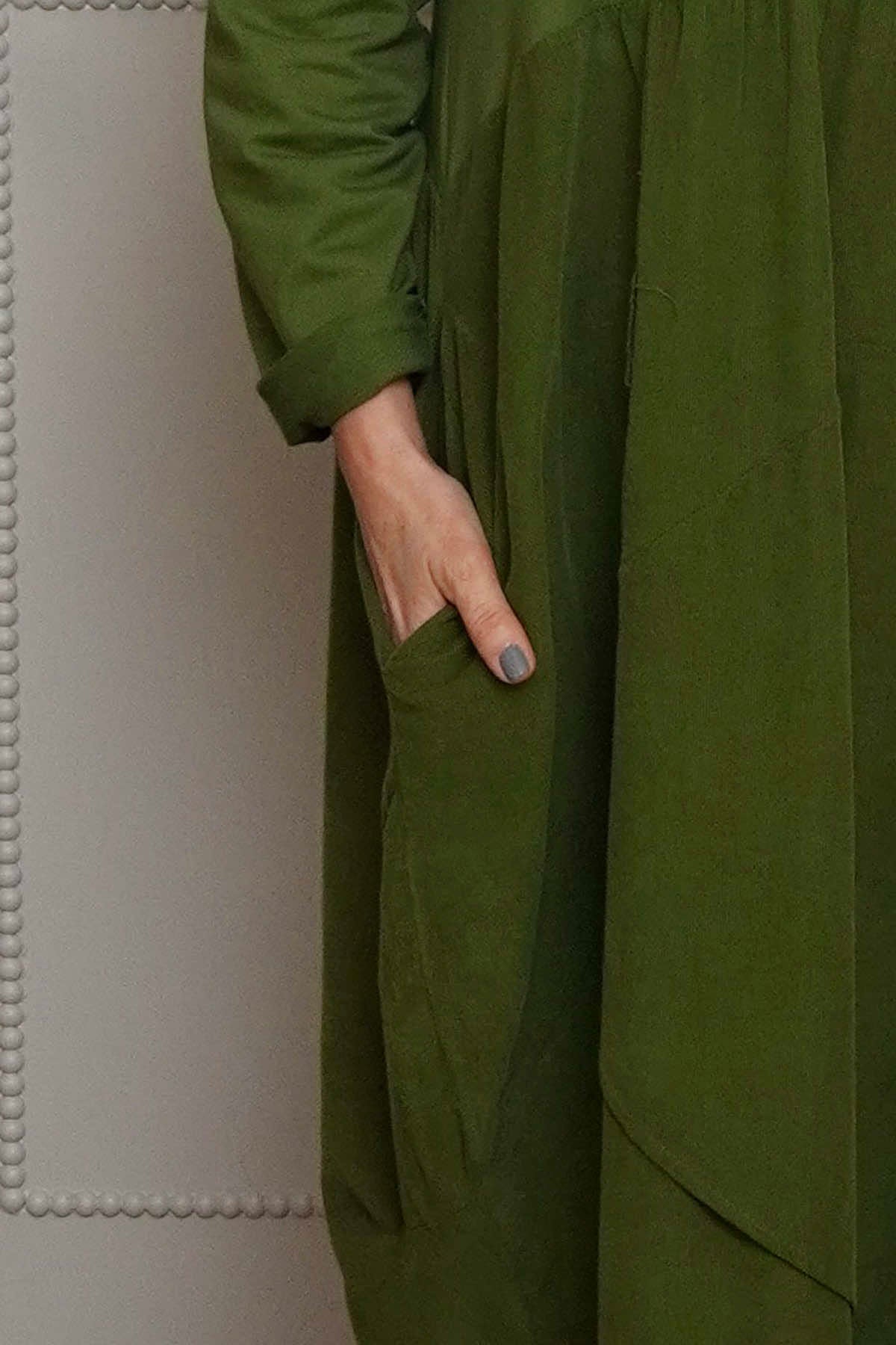 Regana Cotton Dress Olive