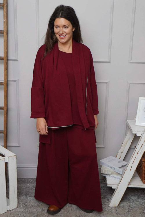 Charla Dipped Hem Cotton Top Wine - Image 6