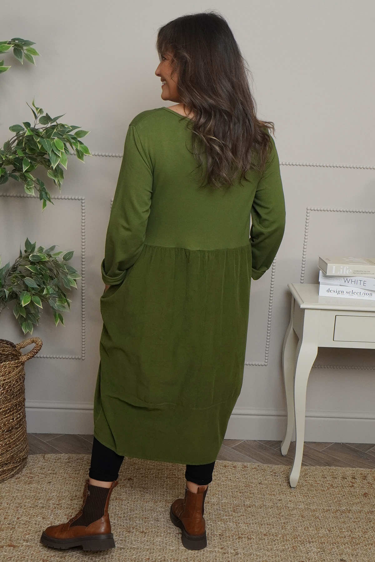 Regana Cotton Dress Olive