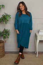 Regana Cotton Dress Teal Teal - Regana Cotton Dress Teal