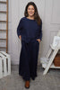 Trish Wide Leg Cotton Trousers Navy