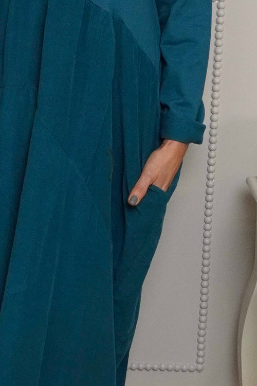 Regana Cotton Dress Teal - Image 3