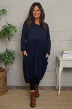 Regana Cotton Dress Navy Navy - Regana Cotton Dress Navy