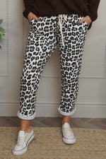 Effie Leopard Print Cotton Joggers White White - Effie Leopard Print Cotton Joggers White