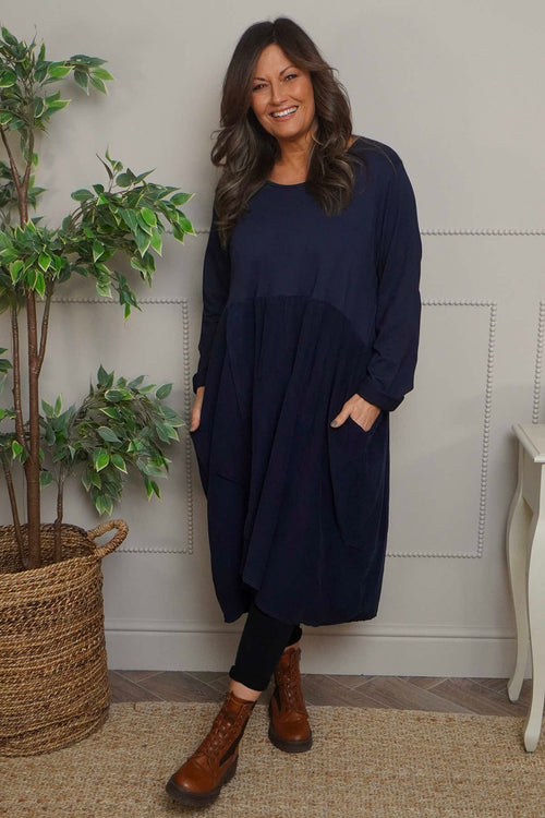 Regana Cotton Dress Navy - Image 2