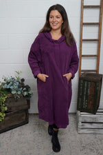 Devyn Hooded Needlecord Dress Purple Purple - Devyn Hooded Needlecord Dress Purple